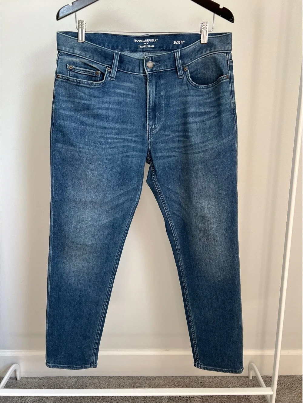 Banana Republic Travel Jeans Men’s 34x30 Slim Fit Stretch Medium Wash Denim